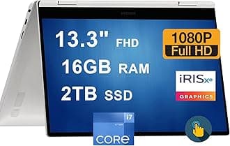 SAMSUNGGalaxy Book2 Pro 360 13 2-in-1 Laptop 13.3" FHD AMOLED Touchscreen Intel 12-Core i7-1260P 16GB RAM 2TB SSD Backlit Fingerprint Thunderbolt USB-C FHD Camera S Pen Win11