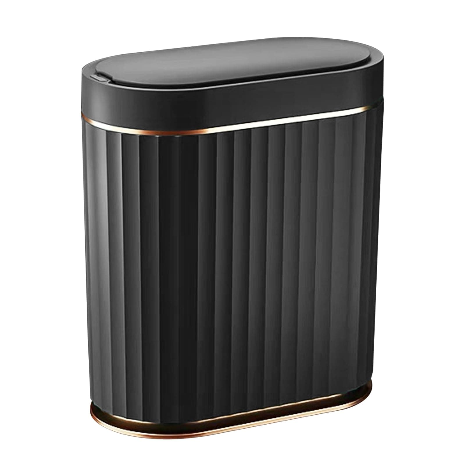 Black Bathroom Trash Can with Lid 2 Gallon Sensor Trash Bin, Automatic Narrow Garbage Can, Waterproof Smart Trash Can, Slim Motion Sensor Waste Bins for Bathroom, Living Room, Office