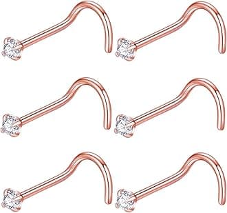 316L Surgical Steel 22g/20g/18g Nose Rings Studs L-Shape Nose Nostrial Piercing Body Jewerly L Shaped Nose Studs 1.5mm 2mm 2.5mm 3mm CZ Nose Screw Studs Rings for Women