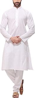 Royal Kurta Men's Rg Designers Cotton Kurta Pajama Set Small White