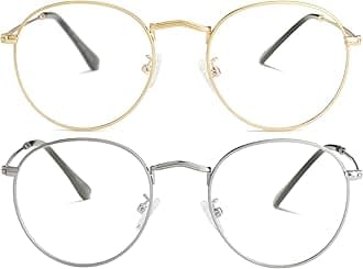 Kursan Classic Round Clear Lens Glasses for Women Men Circle Metal Frame Non-Prescription Eyeglasses