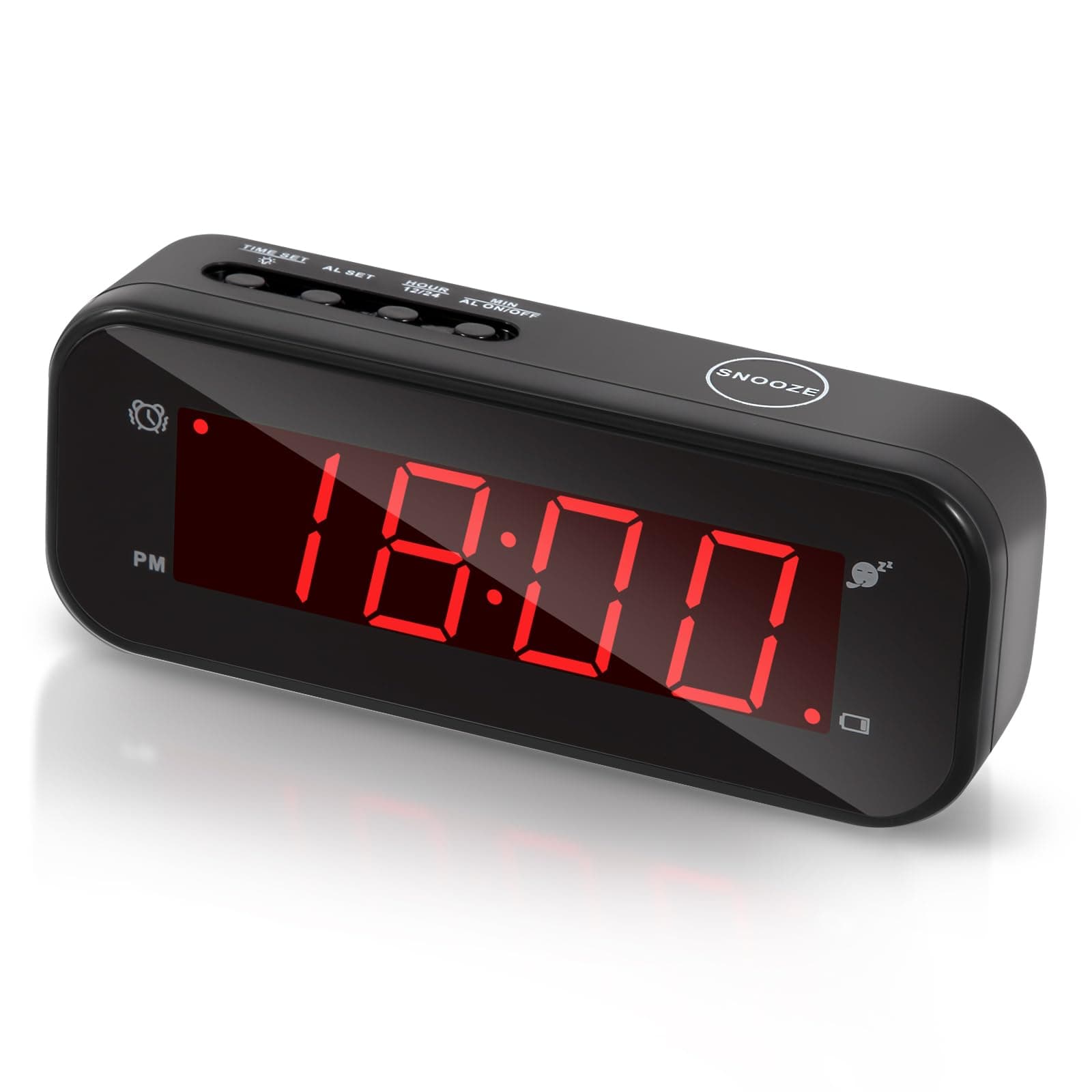LED Alarm Clock Easy Setting and Battery Operated Only Big Red Digit for Bedroom