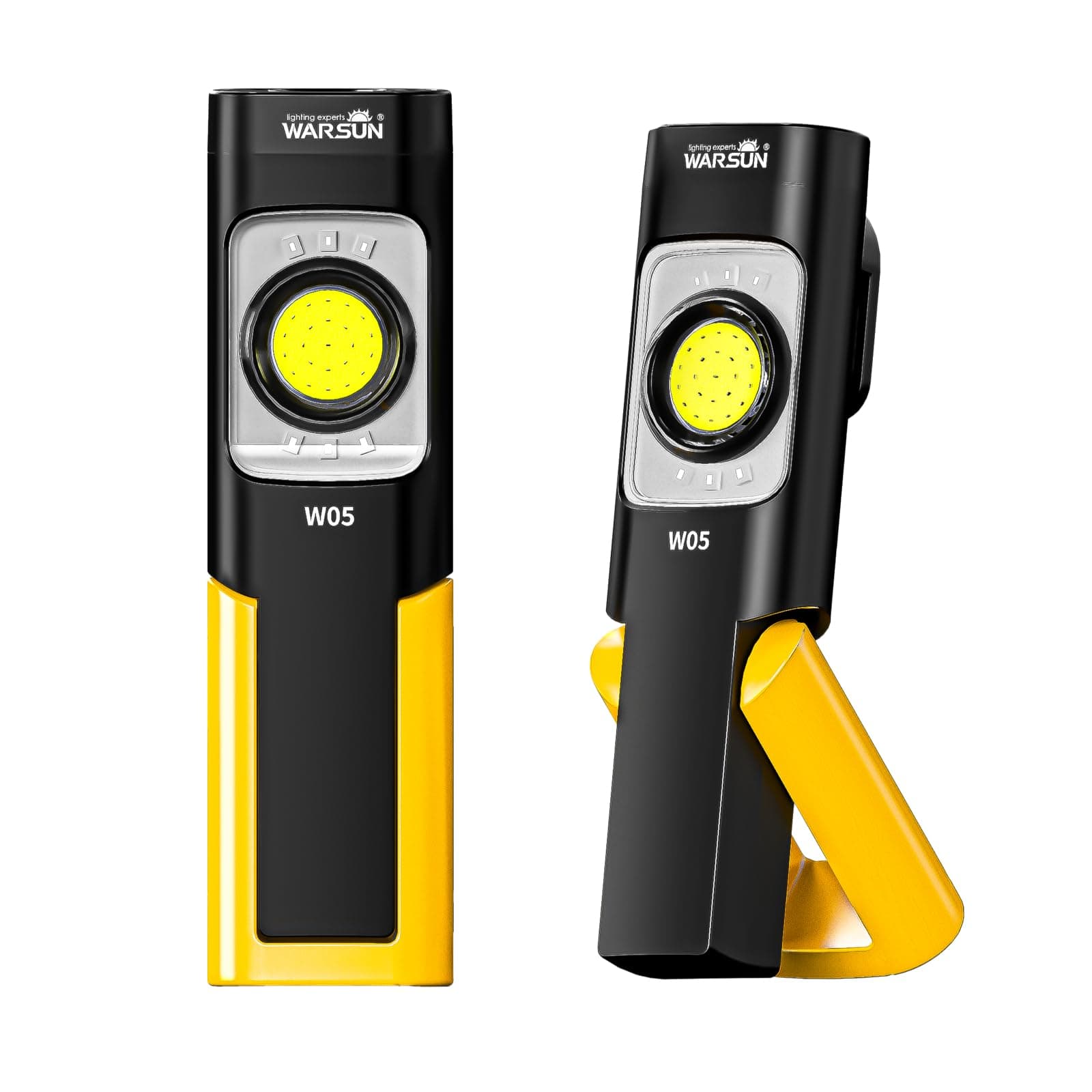 WARSUN W05 LED Work Light, Rechargeable Work Light with Magnetic Base, Portable Flashlight with Clip, Hook and 180° Rotation Stand, 6 Lighting Modes for Car Repair Machine Emergency Job Site Lighting
