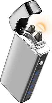 Lesbri Big Arc Lighter Magical “Flame” USB Rechargeable Plasma Electric Cool Lighter (Silver)