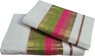 Jagasree Kerala Kasavu 4 inch fancy design single set mundu