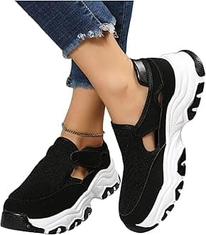 EEUK Orthopedic Diabetic Walking Sneakers 2023 Fashion, Comfy Canvas Shoes Women Fashion Trainers Womens Fly Woven Breathable Walking Shoes Breathable Mesh Shoes(Size:US 8.5,Color:black)