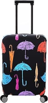 Travel Luggage Sleeve Cover Anti Scratch Dust Proof Suitcase Cover Protector Fits 23-26 Inch Luggage (M, Black,Umbrella), Black-Umbrella, M (23-26 inch luggage), Stretchy Washable Luggage