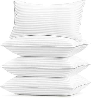 Basic Beyond Bed Pillows Queen Size Set of 4 - Down Alternative Pillows for Sleeping, Soft 20 x 28 Inches 4 Pack Queen Pillows for Back, Stomach or Side Sleepers, White
