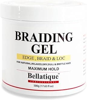 Professional Braiding Gel Maximum Fixation (17.63 oz) for Natural, Relaxed, Dry, Dull and Brittle Hair. No Exfoliation, No Bleach, Quick Drying, High