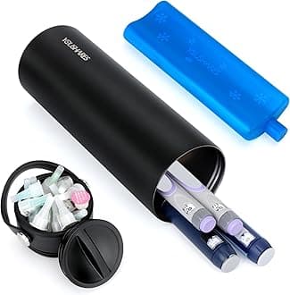 YOUSHARES Insulin Cooler Travel Case - 48H Non-Electric Cooling Bottle with TSA Approved Ice Pack, Diabetic Medication Pen Vials Refrigerator, Medical Carry Case Portable for 1–5 EpiPens