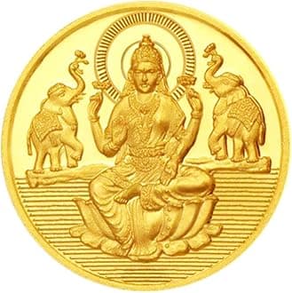 Sri Jagdamba Pearls Bis Hallmarked 0.5 Gm, 22K (916) Yellow Goddess Laxmi Gold Round Precious Coin