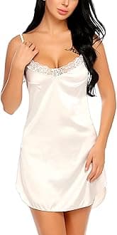 Women's Nightwear Sexy Satin Sleepwear Lace Chemises Mini Full Slip