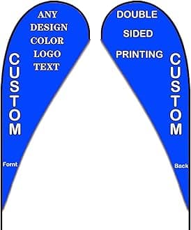Custom Feather Flags, Personalized Double Sided Feather Flag Banner for Business Outside Advertising, Customized Your Own Logo Text Design (Teardrop Flag Set, 80x220cm/2.6x7.2FT)