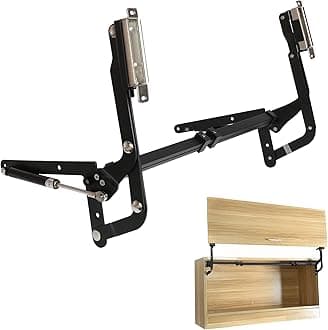 Vertical Lift Hinge, Vertical Swing Lift Pneumatic Arm Kitchen Mechanical Hinge Slow Closing, Durable & Silent Fit for Cabinet Width: 19.69-35.43" Matte Black