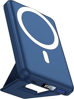 Magnetic Power Bank 10000mAh, AOGUERBE Wireless Portable Charger, Magnetic Battery Pack Powerbank with stand Fast Charging USB-C for iPhone 15/14/13/12/Pro/Pro MaxGlobal Recycled StandardGlobal Recycled StandardGlobal Recycled Standard