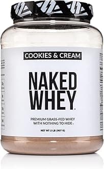NAKEDWhey Cookies and Cream Protein Powder - Grass Fed Whey Protein Powder, Non-GMO, No Soy, and Gluten Free - 24 Servings