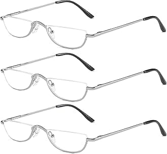 Half Frame Reading Glasses - Half Moon Readers with Spring Hinge for Women Men