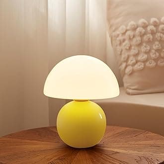 Mushroom Lamp Desk Lamp for Bedroom,Table Bedside Small Lamps for Living Room,Mushroom Decor Cute Mini Modern Mid Century Lamps for Night Stands,Aesthetic Home Living Room Decor(Yellow)