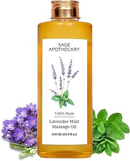 Sage Apothecary Pure & Natural Lavender Mint Massage Oil for Pain Relief | Arms & Body | Deep Tissue Massage Therapy - 500 ML