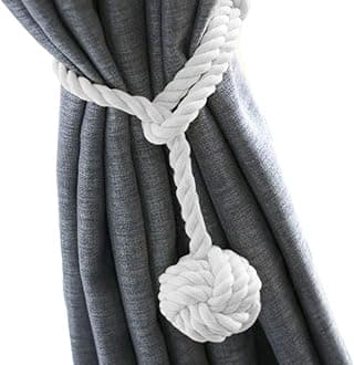 Melaluxe 2 Pack Curtain Tiebacks - Heavy Duty Curtain Rope Tieback, Handmade Rural Decorative Curtain Holdbacks (White)