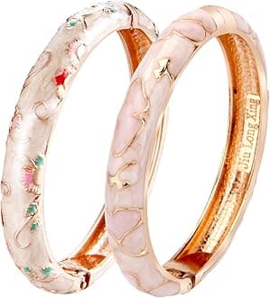 Bangles Bracelets Gorgeous Enameled Flower Cloisonne Plated Indian Jewelry Sets Box for Womens Gift