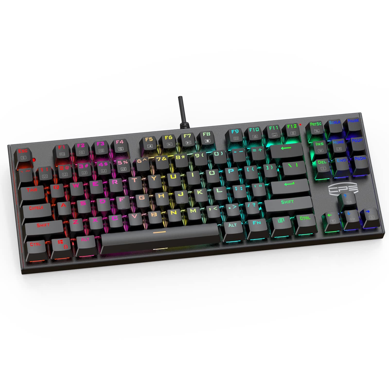 CP3 TKL Mechanical Gaming Keyboard RGB Backlit Wired Keyboard Anti-ghosting 87 Keys Quiet Mechanical Keyboard with Hot Swappable Blue Switches for Laptop, Windows, PC Games and Work