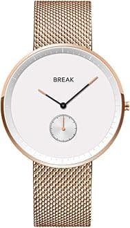 BREAK Watches for Men Top Brand Luxury Waterproof Japanese Analog Quartz Watch Ultra Thin Fashion Casual Stainless Steel Strap Wristwatch-White