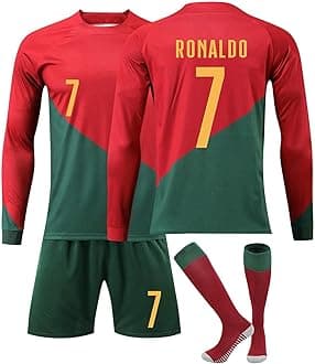Portugal Football Kit for Kids,No.7 Football Training Long Sleeve Shirt,2024 Portugal Outdoor Sportswear Soccer Tracksuit for Boy and Adult