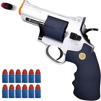 Revolver Toy with Safe Soft Foam Refill Bullets,Compatible with Water-Beads Toy for Children Adult Shooting Games Play
