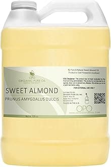 Sweet Almond Oil - Bulk 128 oz - 1 Gallon - Pure, Unrefined, Cold Pressed, Non GMO, All Natural Carrier Oil for Skin, Hair, Face, Body, DIY, Soaps, Creams, Wholesale Cosmetics - Organic Pure Oil