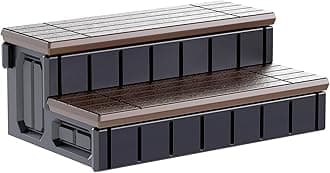 KUAFU Universal Spa Hot Tub Step with Storage Outdoor Indoor Compartment Spa 2-Step Stool Pool Ladder Plastic Handi Step Slip Resistant Striped Brown+Black