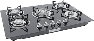 30Inch Gas Cooktop, 5 Burners Built-in Gas Stove Kitchen Cooktop Stainless Steel Electronic Pulse Ignition Thermocouple Protection LPG Convertible Propane Cooktop(5 Burners)