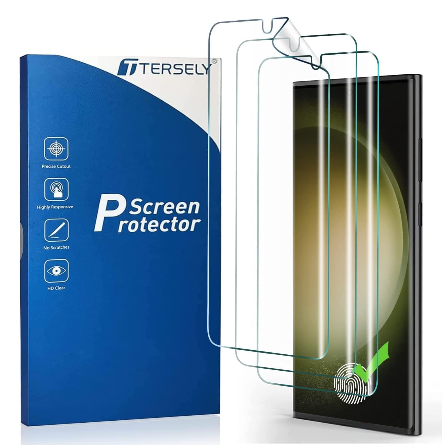 【3 Pack】 Screen Protector for Samsung Galaxy S23 Ultra (6.8 inch), Support Fingerprint Unlock Full Cover HYDROGEL Aqua Screen Protector Curved for Samsung Galaxy S23 Ultra 6.8 inch