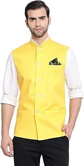 VASTRAMAYMen's Cotton Silk Nehru Jacket – with Mandarin Collar, Perfect For Ethnic Occasions, Weddings & Celebrations