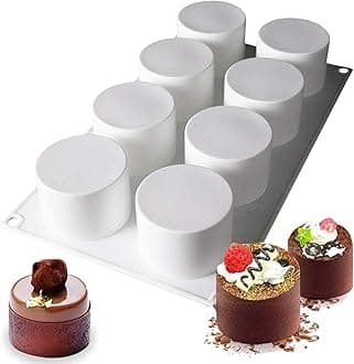OCPO KITCHEN Tall Cylinder Silicone Molds for Baking Mousse Cake 3D Silicone Baking Mold for Cakes Brownie French Dessert Mold for Pastry Ice Cream Cake Decoration Mold, Tall Cylinder Shape (8-cavity)