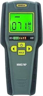 General Tools Moisture Meter, Pinless, Digital LCD with Tricolor Bar Graph (MMD7NP)