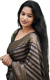 C J Enterprise Women's Pure Kanjivaram Banarasi Sari Made of Soft Silk with Blouse Part for Wedding, Brocade, Baby Pink