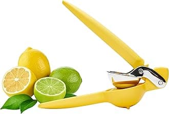 Chef'n FreshForce Lemon Squeezer Citrus Juicer, Manual Hand Press with Dual-Gear Power for Maximum Juice Extraction, Durable, Yellow