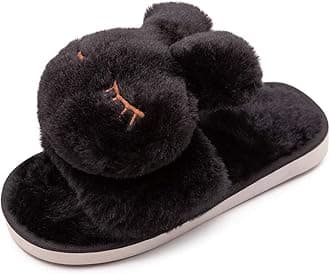 techcity Boys Girls Fuzzy House Slippers Cute Comfy Faux Fur Slip On Fluffy Plush Open Toe Home Slides for Kids Indoor Outdoor Warm Shoes