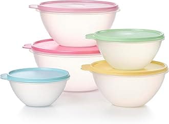 Tupperware Heritage Wonderlier 10 Piece Food Storage Bowl Set in Vintage Colors- Dishwasher Safe & BPA Free - (5 Containers + 5 Lids)