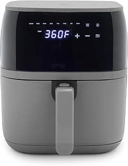 GreenLife 5.3 QT 8-in-1 Compact Digital Air Fryer, PFAS-Free Ceramic Nonstick Drawer, Easy View Window, Digital Display, Auto Shut-Off Timer, Dishwasher Safe Parts, Roast, Bake, Wings, Graphite