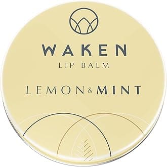 Waken15ml Rich & Nourishing Lip Balm, Lemon & Mint, Fresh & Zesty Natural Flavour, Vegan, Vitamin E, Shea Butter & Cocoa Butter, 100% Natural, No Petroleum Jelly, Sustainable Packaging