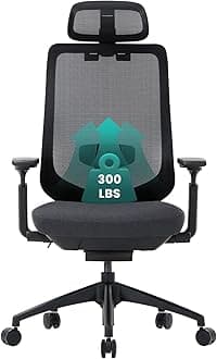 COLAMY Ergonomic Mesh Office Chair,High Back Computer Executive Desk Chair,Lumbar Support with Adjustable Headrest and 4D Arms, Slide Seat, Tilt Lock-Black