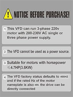 HUANYANG VFD Variable Frequency Drive,1 or 3 Phase Input, 3 Phase 0-400HZ Output, 4kW 5HP 220V 17A for Motor Speed Control,FC Series