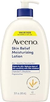 Skin Relief Moisturizing Lotion Heals Very Dry, Sensitive Skin, Fast-Absorbing Body Lotion with Triple Oat & Shea Butter, Fragrance Free, Non-Comedogenic, Value Size, 33 fl. oz