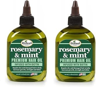 Difeel Rosemary and Mint Premium Hair Oil with Biotin 7.1 oz. (PACK OF 2) - Made with Natural Mint & Rosemary Oil for Hair Growth