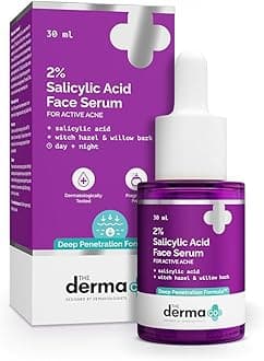 The Derma Co 2% Salicylic Acid Serum for Active Acne | Helps Reduces Acne Marks & Blackheads | Removes Excess Oil & Unclog Pores | Suits All Skin Types | 1.01 Fl Oz/30ml