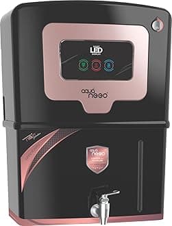 Aqua Neeo Ro water Purifier RO + UV + TDS Controller+ Active Copper + Alkaline + Zinc Best For home & Office 12 litter With led Display Made in India suitable for all Water (Rose Gold)