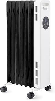 BXRA43011GB Digital Oil Filled Radiator, 3 Heat Settings, Adjustable Thermostat and 24 Hour Timer, 1.5KW, White