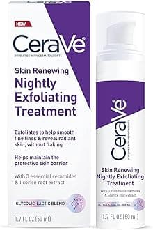 Skin Renewing Nightly Exfoliating Treatment, Anti Aging Serum With 5% Blend Of Glycolic Acid & Lactic Acid, Wrinkles & Dark Spot Corrector For Face, Exfoliating Gel, 1.7 Oz